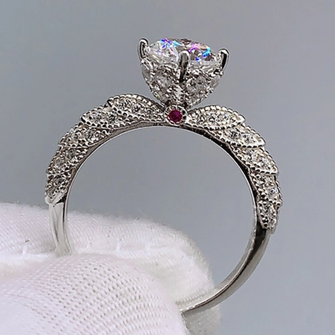 Elegant Round Cubic Zirconia Ring Copper Luxury Brilliant Cut Moissanite Style Pave Band Fashion Jewelry For Women