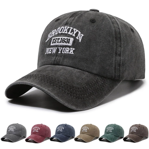 Gorra De Béisbol De Algodón Lavado Bordado De Brooklyn Ajustable Retro Sombrero De Sol Al Aire Libre Para Hombre Mujer