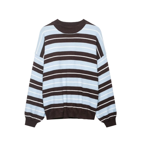 Maglione In Maglia A Righe Girocollo Manica Lunga Poliestere Pullover Stile Casual Per Donna Autunno Inverno