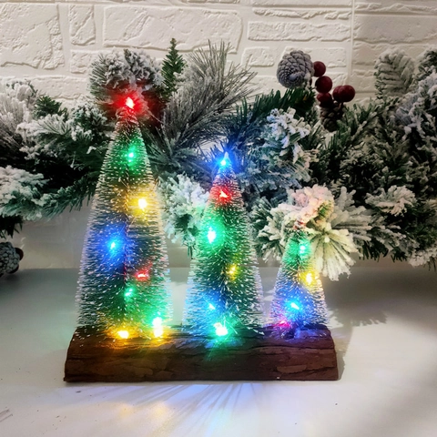 Mini Albero Di Natale Artificiale Aghi Di Pino Base In Legno Innevato Decorazione Da Tavolo Per Festa Casa