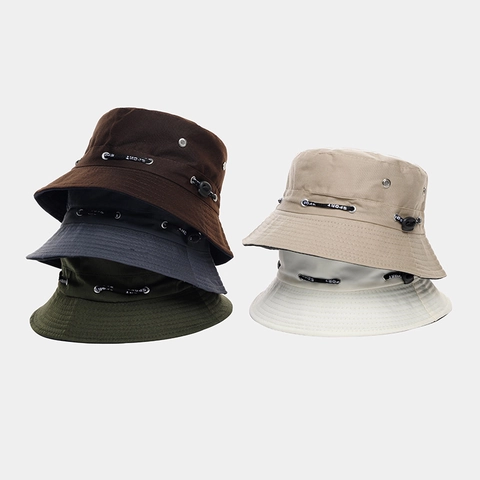 Outdoor Bucket Hat Polyester Breathable Sun Protection Adjustable Drawstring Sport Sun Hat For Men Women