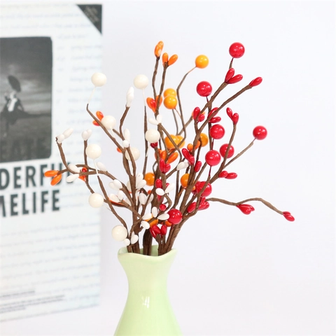 Künstliche Beerenstiele Schaumstoff Steinpulver Dekorative Zweige Für Weihnachten Halloween Vasenarrangement DIY Deko