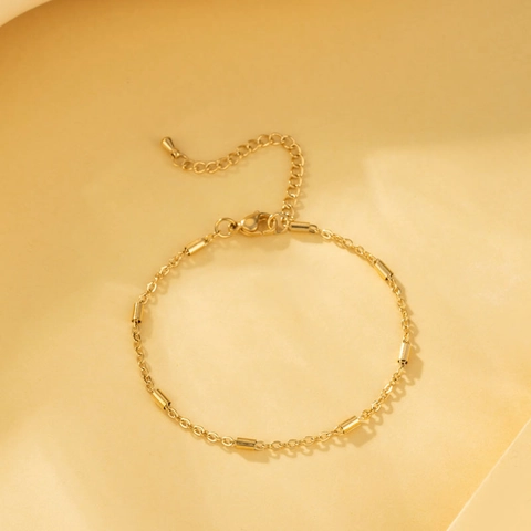 Minimalistisches Edelstahl Armband Für Damen Geometrische Zylindrische Perlen Einfache Verstellbare Kette Schmuck