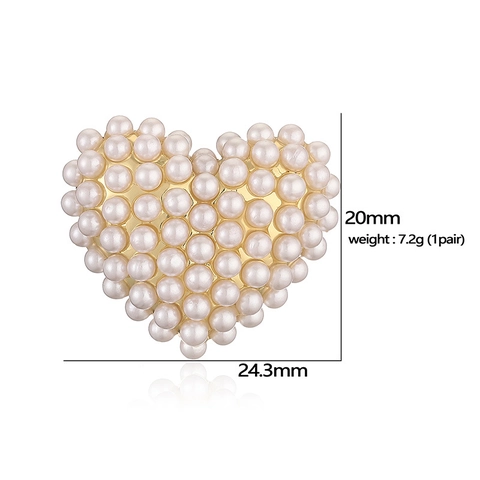 Elegant Copper Heart Star Rhombus Moon Stud Earrings With Artificial Pearl Inlaid Gold Silver Plated Jewelry For Women