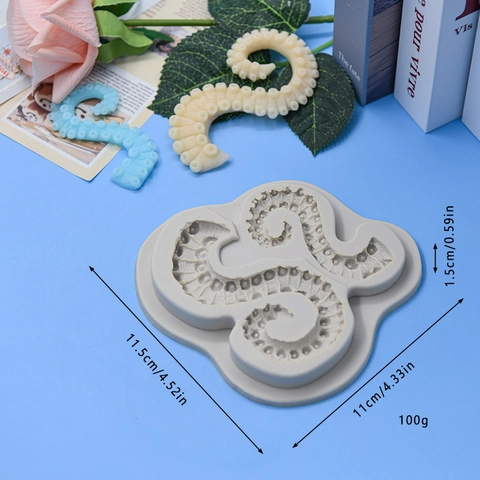 Octopus Tentacle Cake Mold Silicone Realistic Suction Cup Texture DIY Baking Fondant Chocolate Sugarcraft Kitchen Tool