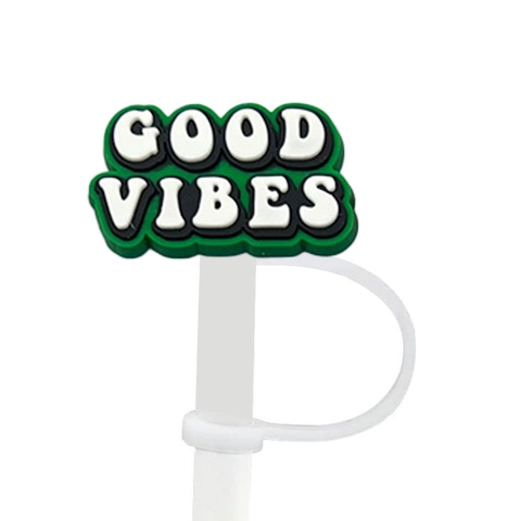 Motivational Quotes Silicone Straw Covers Reusable PVC Dustproof Cap for 8-10mm Straws Decorative Drinking Accessories for Party Gift