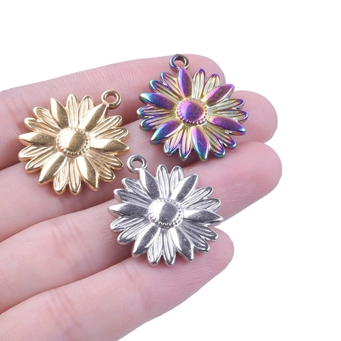 Colgante De Girasol Collar Acero Inoxidable Margarita Hueca Accesorio Para Hacer Joyas Para Mujeres Niñas