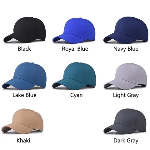Unisex Solid Color Baseball Cap Adjustable Polyester Sun Hat Curved Brim Blank For Outdoor Sport