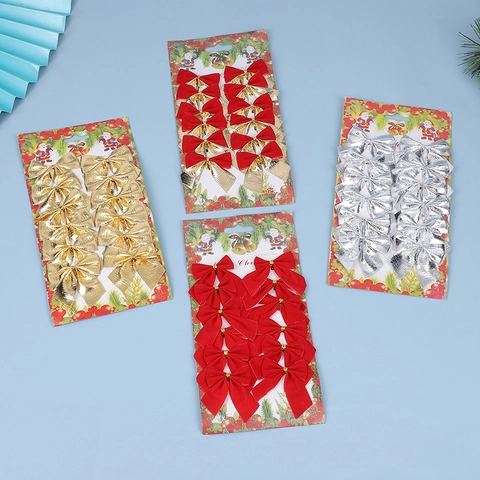 Fiocchi Per Albero Di Natale Velluto Tessuto Glitterato Ornamenti Appesi Decorazione Per Feste Confezione Regalo Fiocchi