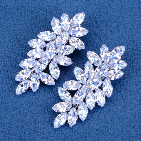 Pinzas Para El Cabello De Lazo Y Hoja De Circonita Cristal Aleación Horquilla Pico De Pato Para Boda Fiesta Accesorios Elegantes Mujer