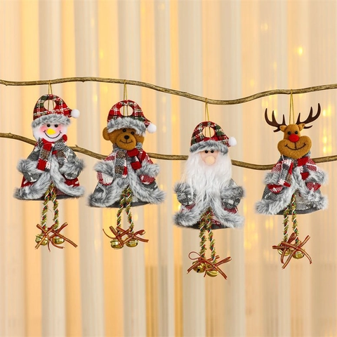 Ornamenti Appesi Di Natale In Peluche Con Campanelli Decorazione Per Albero Di Natale Babbo Natale Pupazzo Di Neve Renna Orso