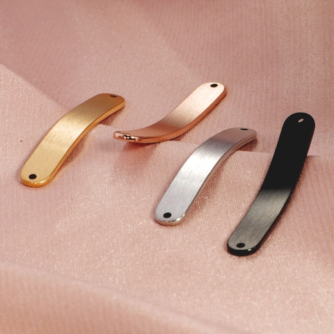 Connettore A Barra Curva Acciaio Inossidabile 304 Collegamento Doppio Foro Bracciale Collana Etichetta Per Creazione Di Gioielli DIY Metallo Spazzolato