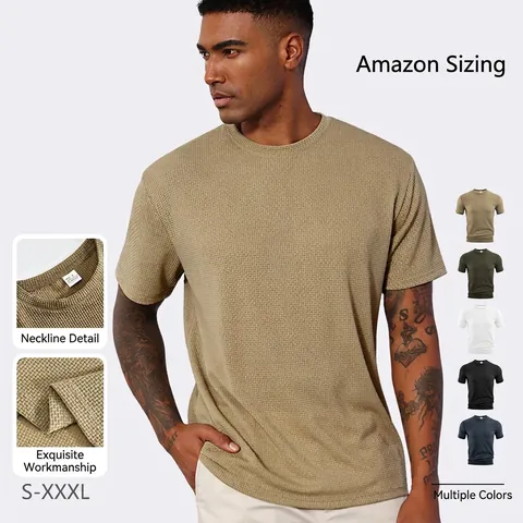 T-Shirt Uomo Maglia Nido D'ape Nylon Spandex Asciugatura Rapida Traspirante Leggera Maniche Corte Girocollo Sport Estate