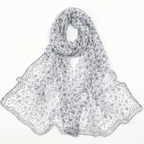 Damen Langer Schal Georgette Chiffon Blumendruck Leicht Dünn Sonnenschutz Eleganter Schal Wickel Sommer Outdoor