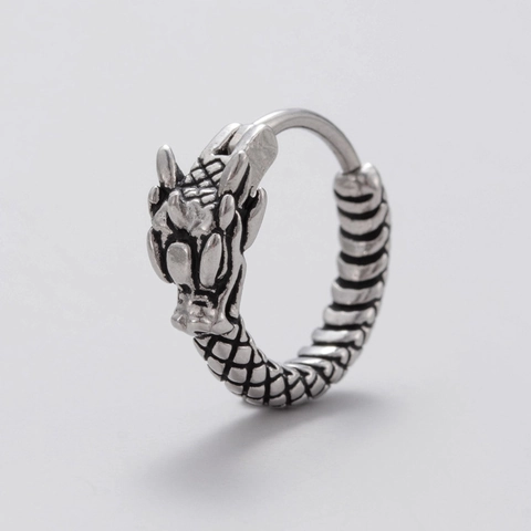 Vintage Punk Tierkopf Creolen Edelstahl Drache Schlange Wolf Totem Modeschmuck Für Männer