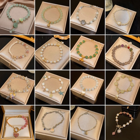 Eleganter Künstliche Perlenarmband Für Damen Kristall Künstliche Perle Katzenauge Stein Legierung Verstellbar Dehnbar Schmuck
