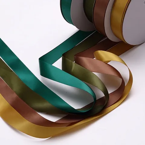 Polyester Satin Ribbon Single Sided Glossy Fabric For Gift Wrapping DIY Crafts Cake Packing Floral Decoration Solid Color