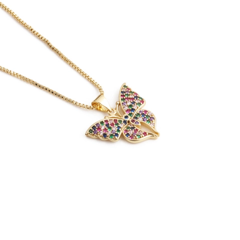 Bunter Zirkonia Schmetterling Schildkröte Seepferdchen Rochen Anhänger Halskette Kupfer Box Kette Mode Schmuck Damen