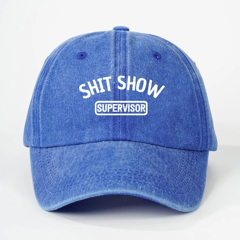 Shit Show Supervisor Baseball Cap Washed Cotton Distressed Dad Hat Retro Casual Adjustable Headwear Sun Protection