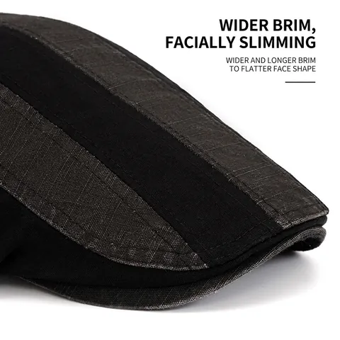 Béret Rétro Pour Hommes En Coton Lavé Patchwork Casquette Plate Boucle Métallique Réglable Respirant Vintage