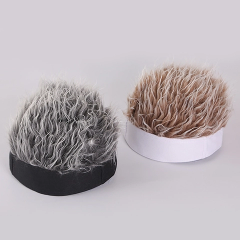 Wig Beanie Hat With Spiky Synthetic Hair Funny Novelty Cotton Short Hair Skullcap For Men Women Hip Hop Party