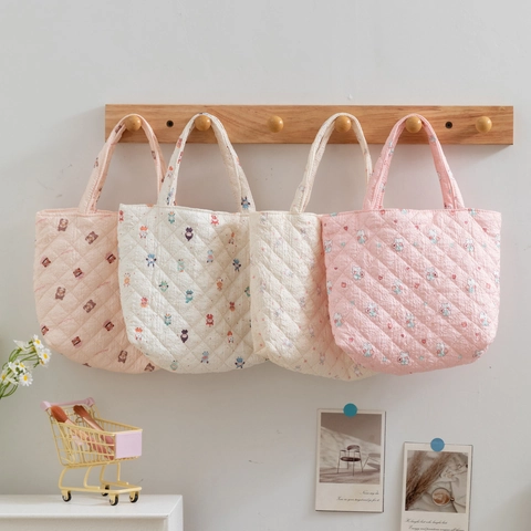 Borsa A Mano Trapuntata Con Stampa Orso Coniglio Borsa Tote In Tessuto Carina Stile Ins Per Donne Studenti