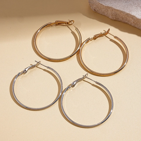 Orecchini A Cerchio Geometrici Da Donna Orecchini In Metallo Tondi Grandi Minimalisti Con Perno In Argento 925