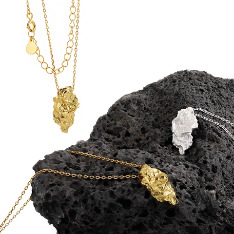 Irregular Geometric Pleated Texture Pendant Necklace 925 Sterling Silver 18K Gold Plated Niche Design Clavicle Chain Jewelry For Women