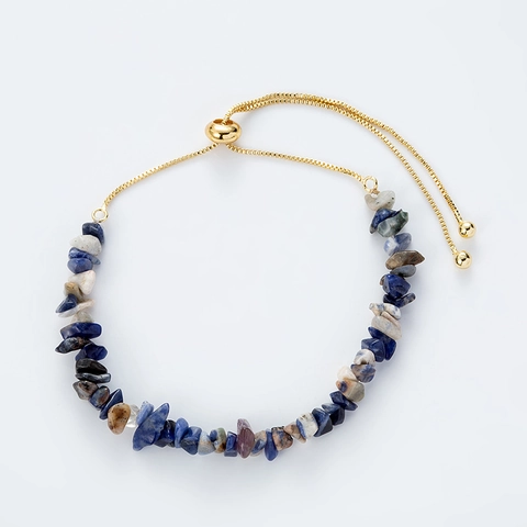 Natural Stone Chips Adjustable Bracelet Bohemian Irregular Crystal Bead Slider Clasp Alloy Jewelry For Women Gift
