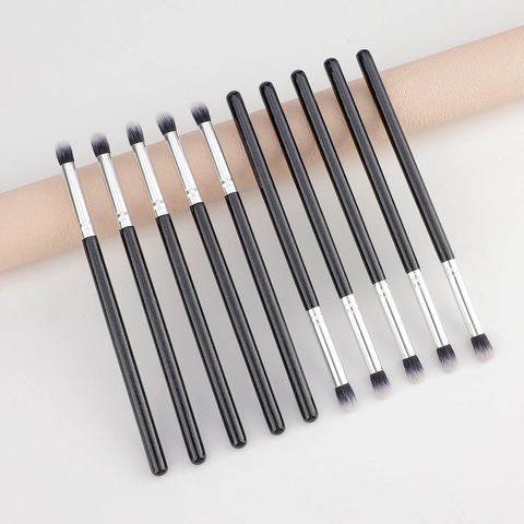 Lidschatten Verblendpinsel Runder Kopf Synthetik Nylonborsten Holzgriff Schwarz Silber Tragbar Augen Make-Up Tool Zum Mischen