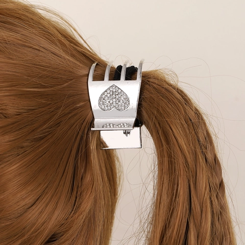 Mini Pince À Cheveux Coeur En Strass Alliage Style Coréen Mode Barrette Pour Femmes Épingle À Cheveux