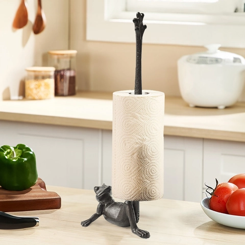 Vertical Standing Paper Towel Holder Cast Iron Creative Animal Frog Giraffe Elephant Kitchen Countertop Decor Vintage Rustic