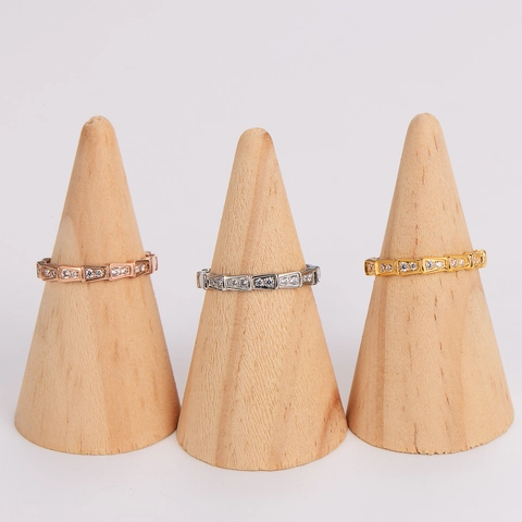 Anillo Segmentado Geométrico Acero Inoxidable 316L Pavé Circonita Lujo Moderno Joyería Apilable Para Mujeres