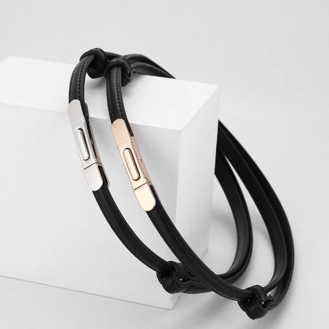 Women Thin Genuine Leather Belt Minimalist Fashion Adjustable Waist Belt For Dresses Suits Coat Split Cowhide Belt