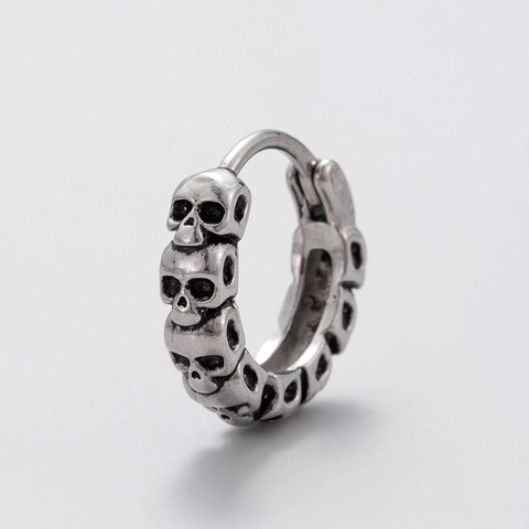 Orecchini A Cerchio Con Teschio E Croce Punk Gothic Acciaio Inossidabile Colore Argento Retrò Per Uomini Donne Gioielli