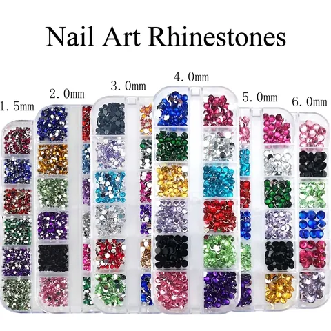 Nail Art Rhinestones Resin Flatback Multi Color Shapes Decoration Crafts DIY Manicure Accessories Transparent Storage Box