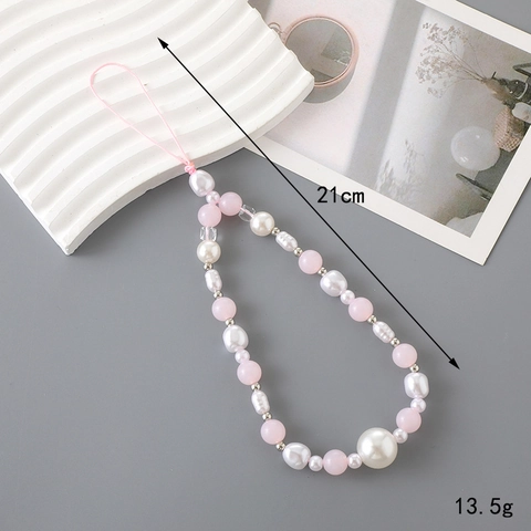 Ciondolo per Telefono in Perline Con Fiocco Rosa Per Donna Fatto a Mano Resina Stella Farfalla Imitazione Perla Artificial Accessorio