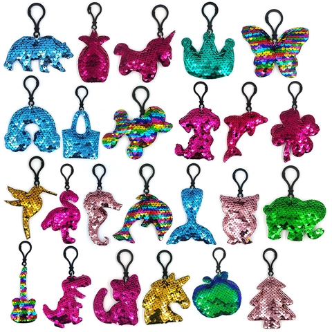Portachiavi Con Paillettes Scaglie Di Pesce Riflettenti Cartone Animato Animale Ciondolo Borsa Fascino Moda Accessorio Zaino