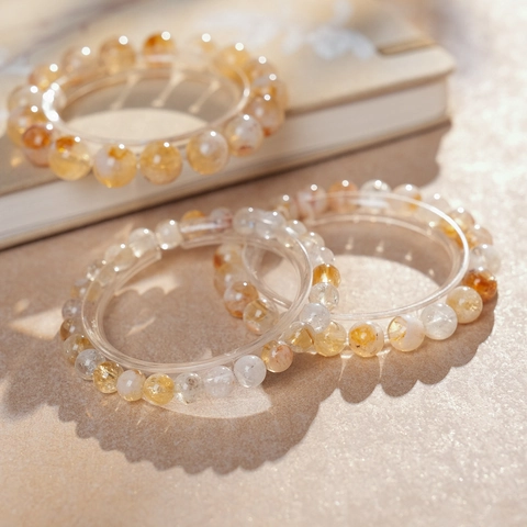 Bracelet En Perles Citrine Naturelle Cristal Fait Main Style Minimaliste Élégant Accessoire Versatile Bijoux Pour Femmes