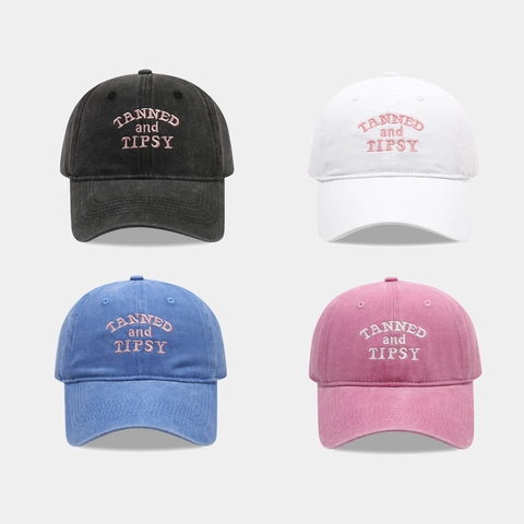 Casquette De Baseball En Coton Lavé Broderie Tanned And Tipsy Ajustable Vintage Chapeau Soleil Extérieur Femmes Hommes