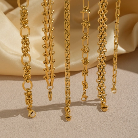 Collier À Grosse Chaîne Acier Inoxydable Plaqué Or 18K Imperméable Géométrique Punk Hip Hop Bijoux Pour Femmes Durable
