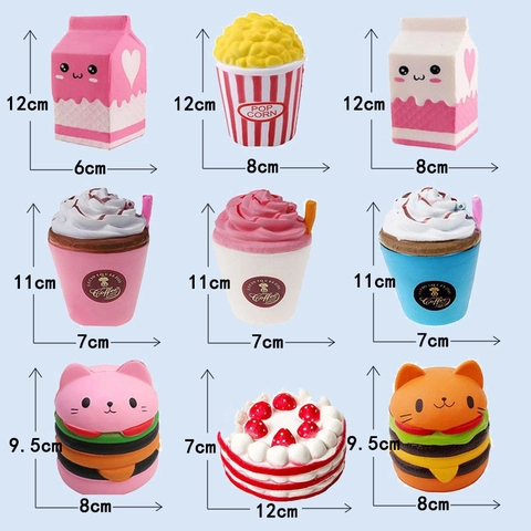 Slow Rebound Squishy Toy PU Soft Stress Relief Sensory Toy Cute Simulation Food Cake Burger Unicorn For Adults Kids Gift
