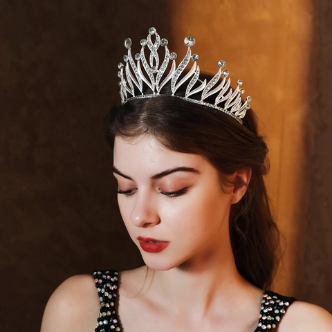 Tiara Da Sposa Con Strass Corona Elegante In Lega Di Cristallo Accessori Per Capelli Da Sposa Per Donne Ragazze Festa