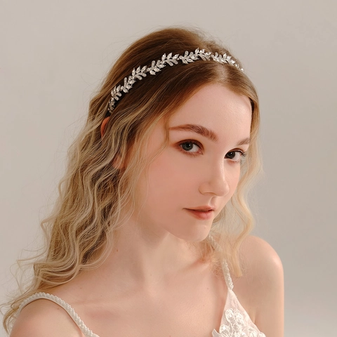 Diadema Elegante De Hojas De Estrás Aleación Banda Para El Cabello De Cristal Para Mujeres Diario Boda Fiesta Accesorios