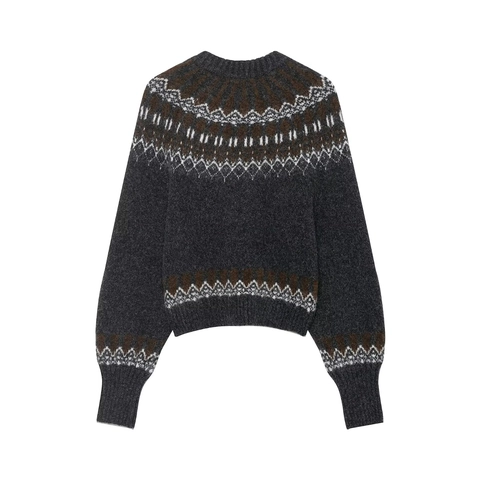 Femme Pull En Tricot Fair Isle Jacquard Géométrique Col Rond Manches Longues Polyester Acrylique Casual Vintage Nordique