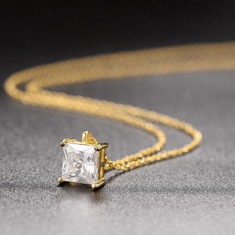 Collana Con Pendente Geometrico Solitario Rame Zirconi Placcato Oro Gioielli Minimalisti Regalo Per Donne