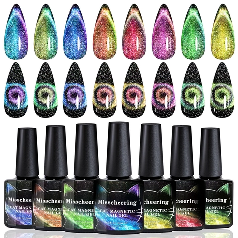 Gel Βερνίκι Νυχιών Cat Eye Αντανακλαστικό Glitter Μαγνητικό Soak Off UV LED Εφέ Κρυστάλλου Λέιζερ Λαμπερό Μανικιούρ