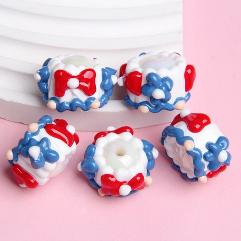 Cuentas De Acrílico Pintadas A Mano Agujero Grande Cuentas Sueltas DIY Joyería Pulsera Cadena De Teléfono Decoración Estilo Dulce Accesorios