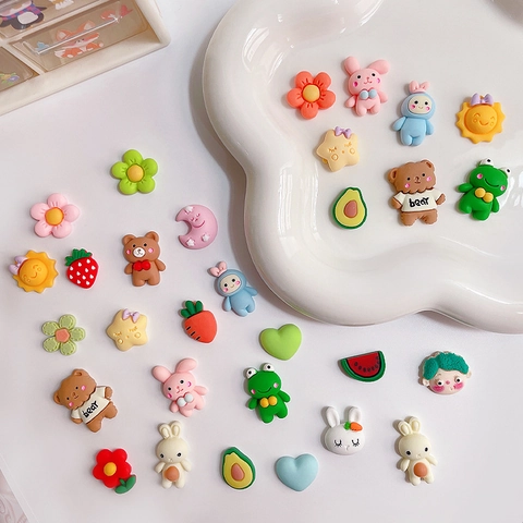 Χαριτωμένα Τρισδιάστατα Αυτοκόλλητα Resin Charms DIY Για Διακόσμηση Μπουκαλιού Νερού Και Θήκης Κινητού Πολύχρωμη Διακόσμηση