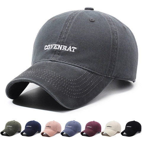 Vintage Washed Cotton Baseball Cap Distressed Retro Letter Embroidered Adjustable Sun Hat For Men Women Casual